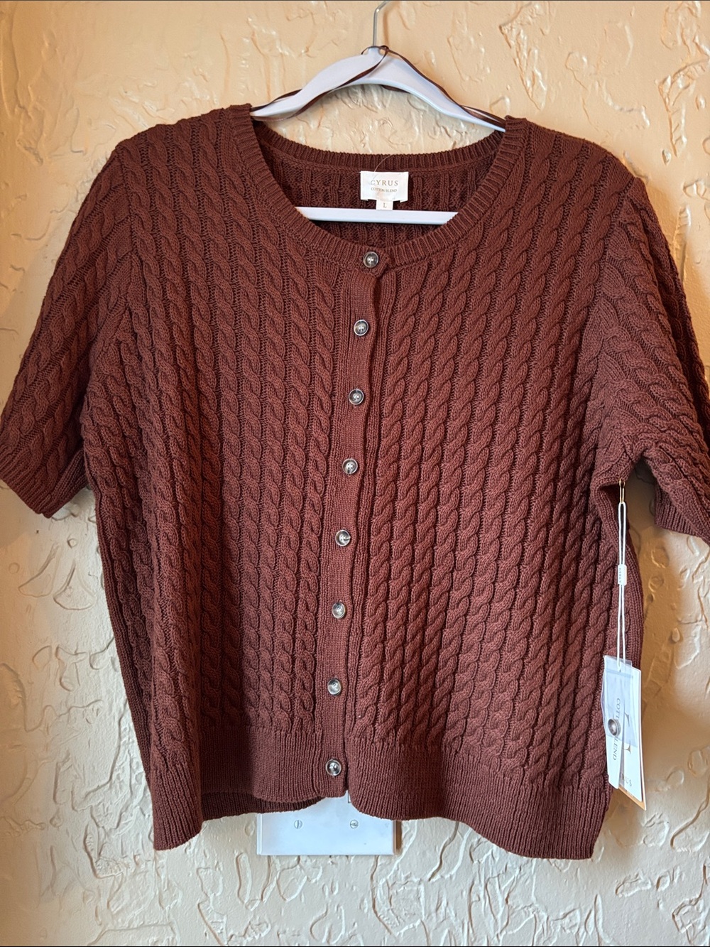 Cyrus Short-Sleeve Cable Knit Cardigan NWT